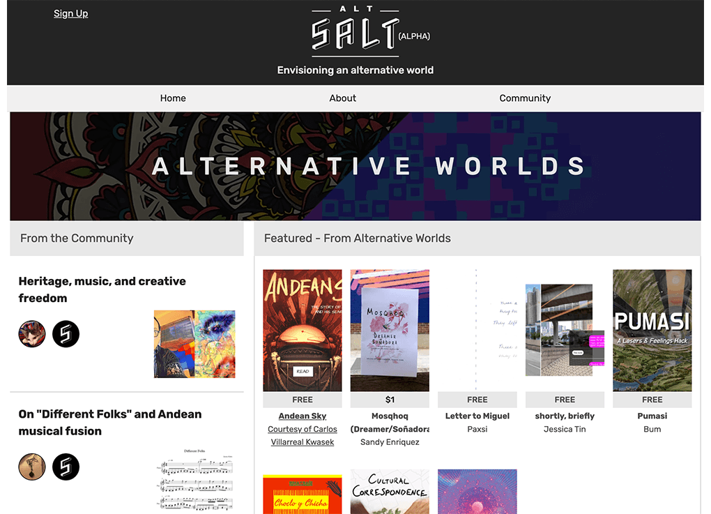 Screenshot of the AltSalt website