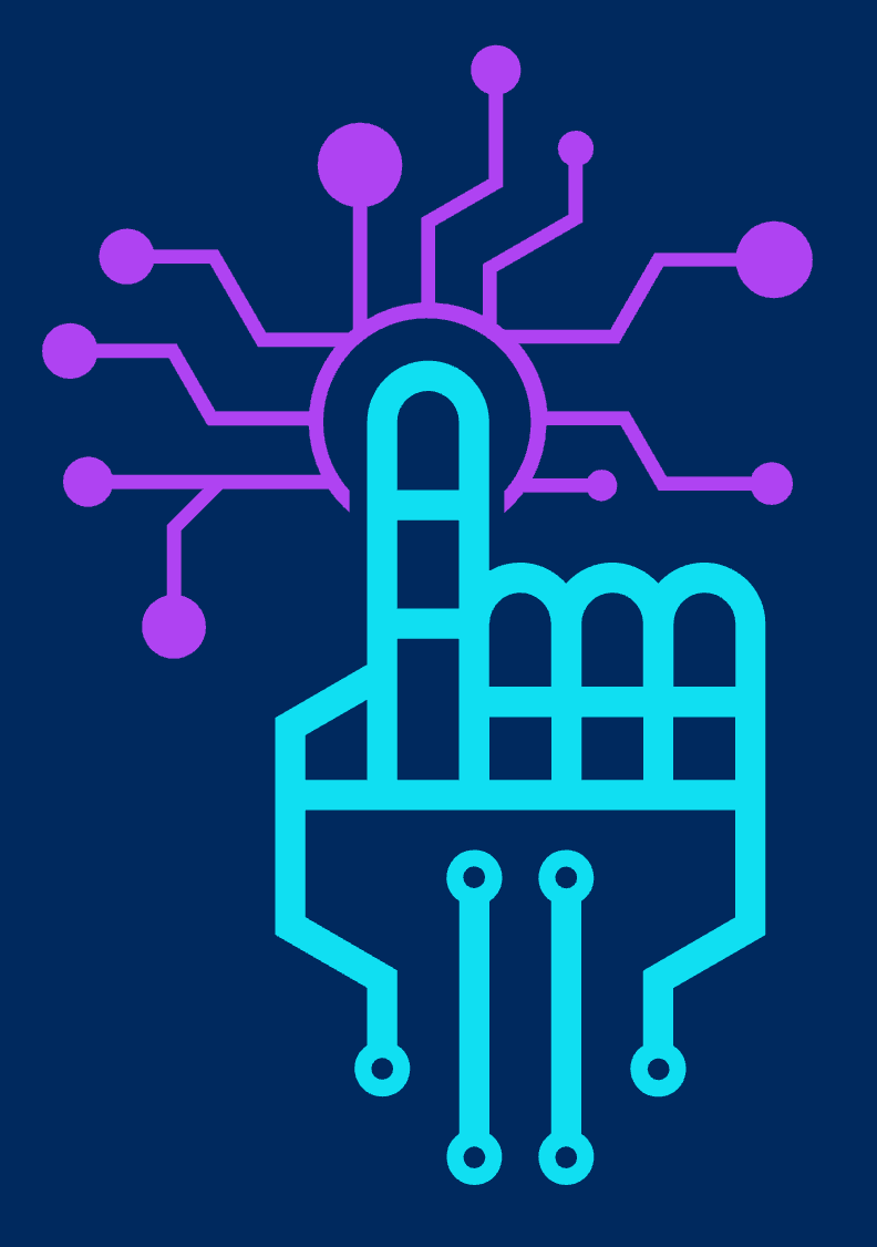 Illustration of a hand with circuitry
