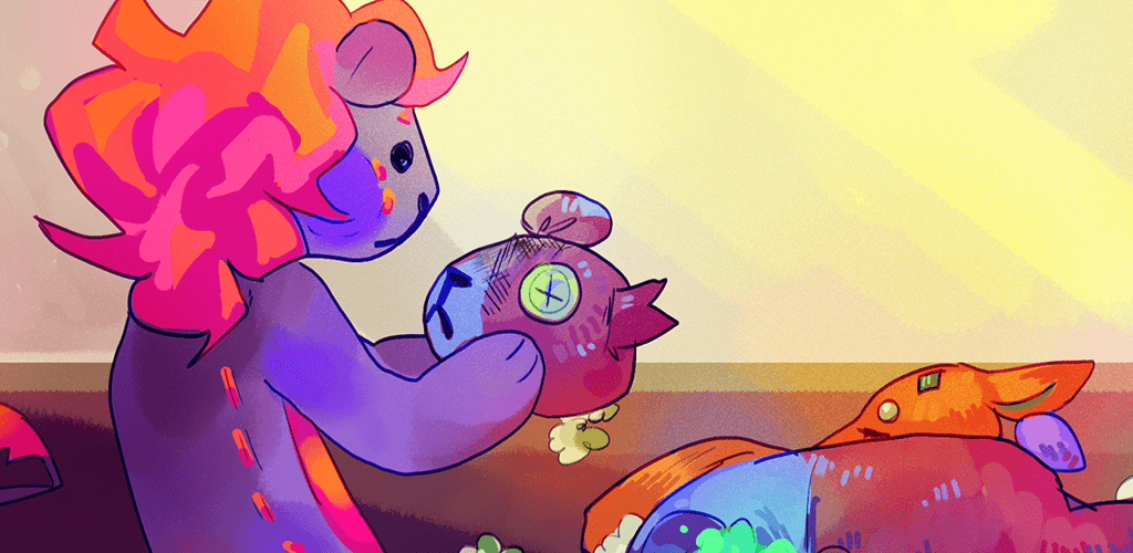 Colorful illustration of stuffed animals