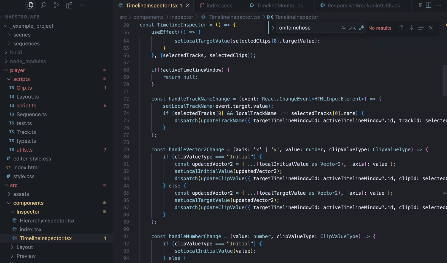 A code editor showing web development work