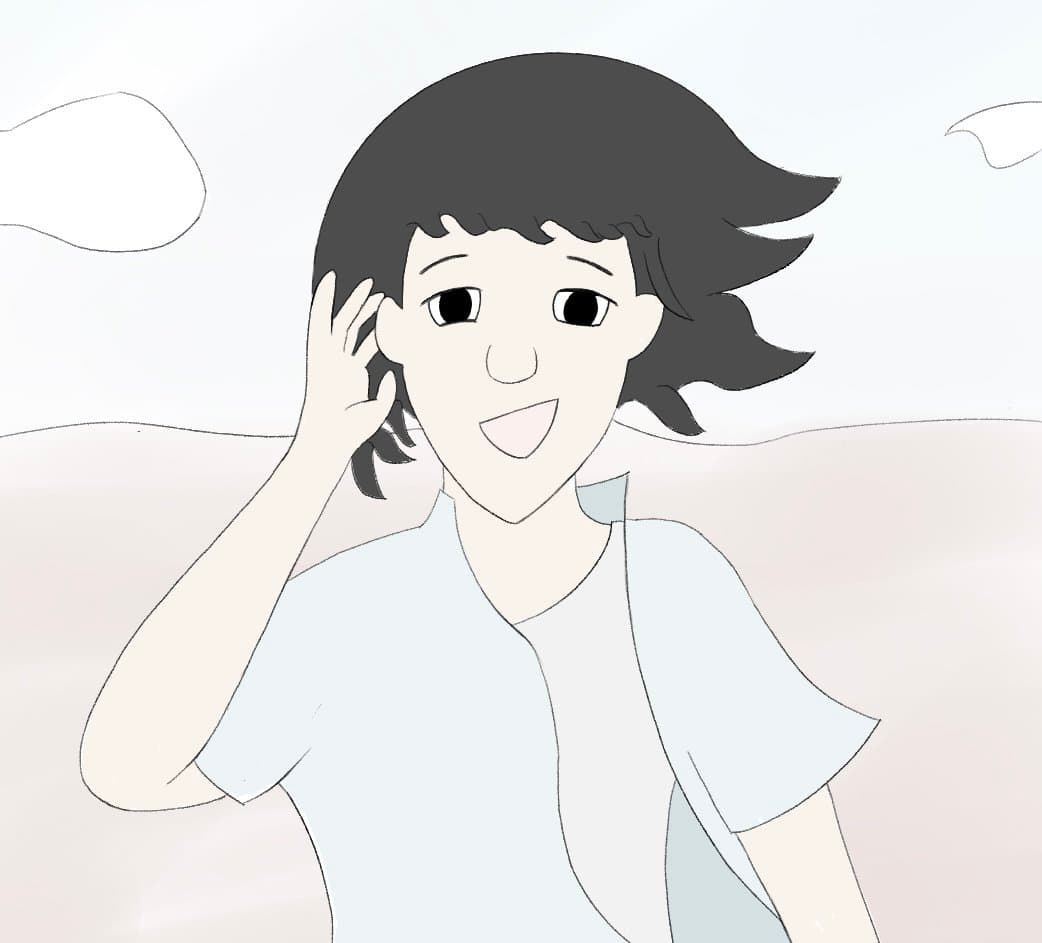 Illustration of a young woman looking downward